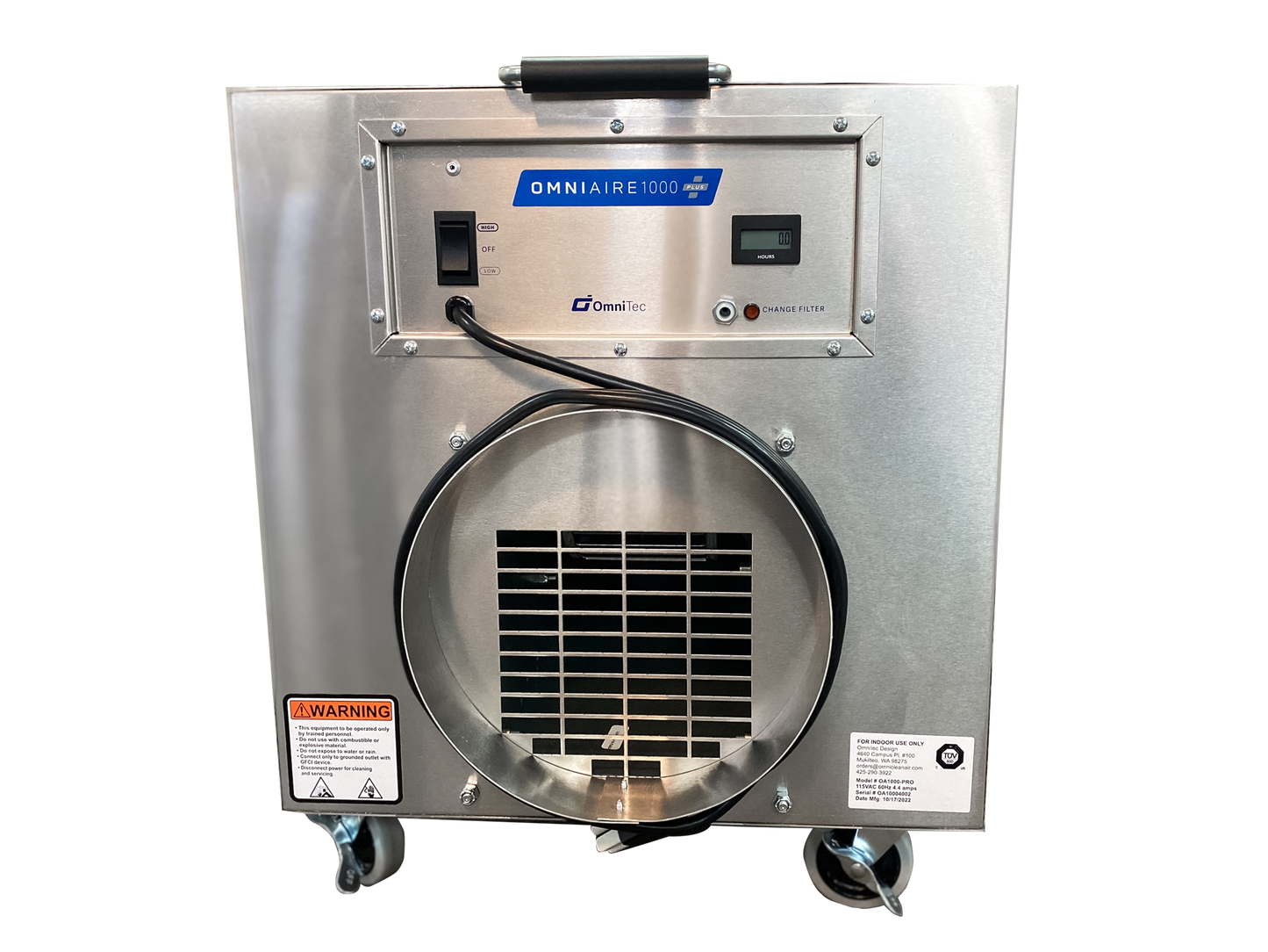 OmniAire Negative Air Machine • Audible Alarm • HEPA Filter • 99.97% • Wood Frame • #OA1000PLUS-A