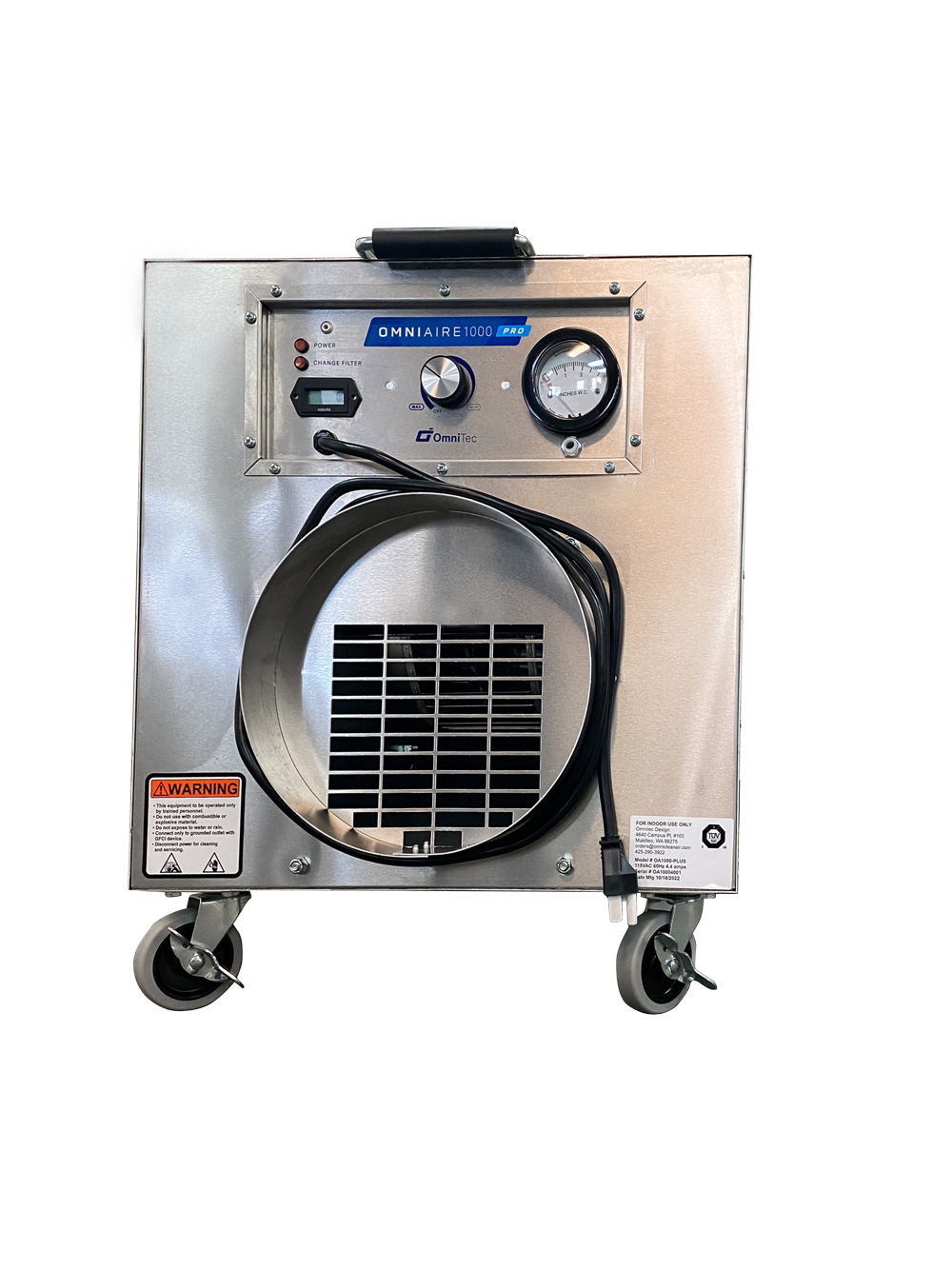 OmniAire Negative Air Machine • HEPA Filter • 99.99% • High-Capacity • Metal Frame • #OA1000PRO
