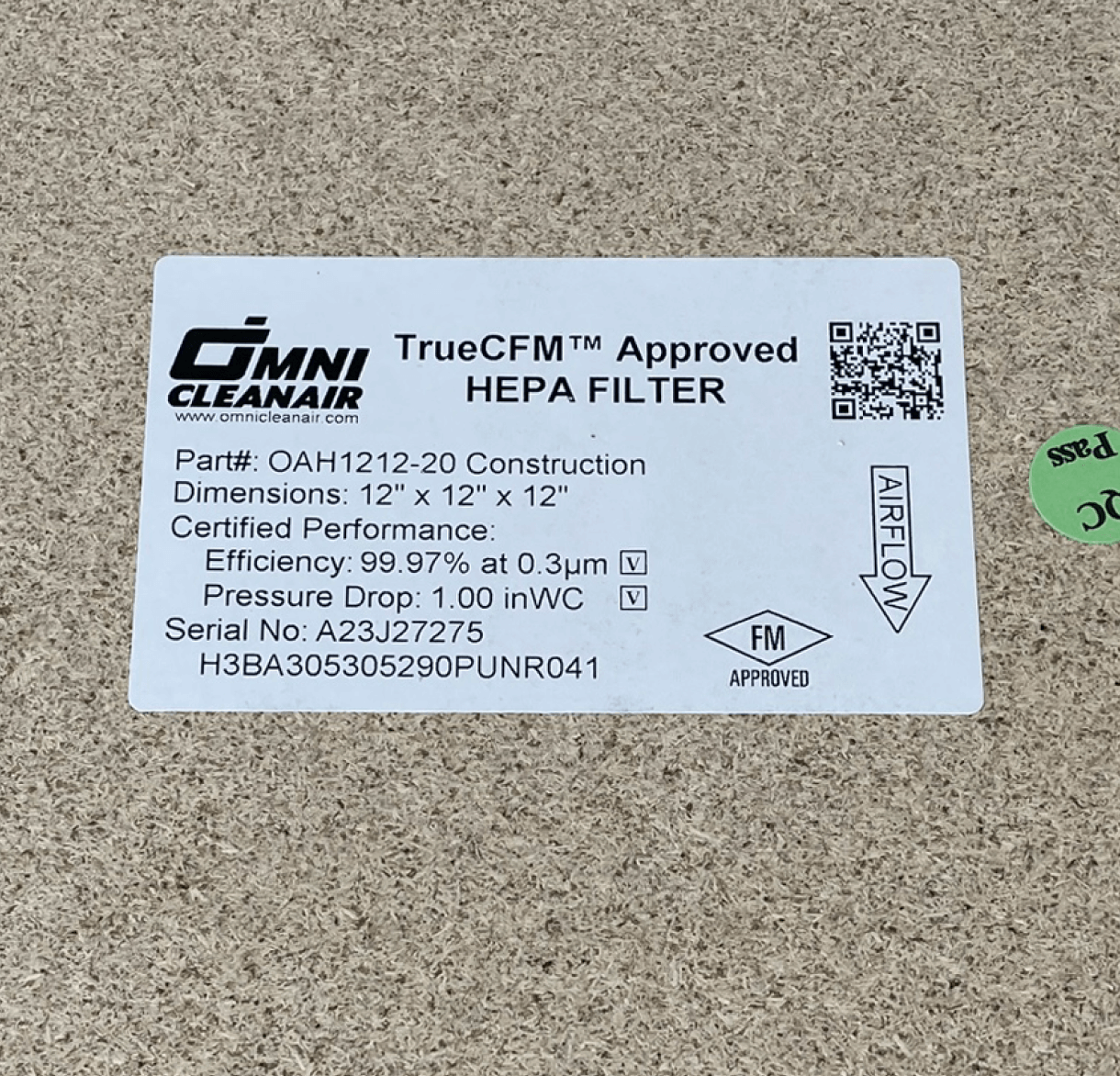 HEPA Certified Filter • 12x12x12 • 99.97% • Wood Frame • Standard Capacity • #OAH1212-20