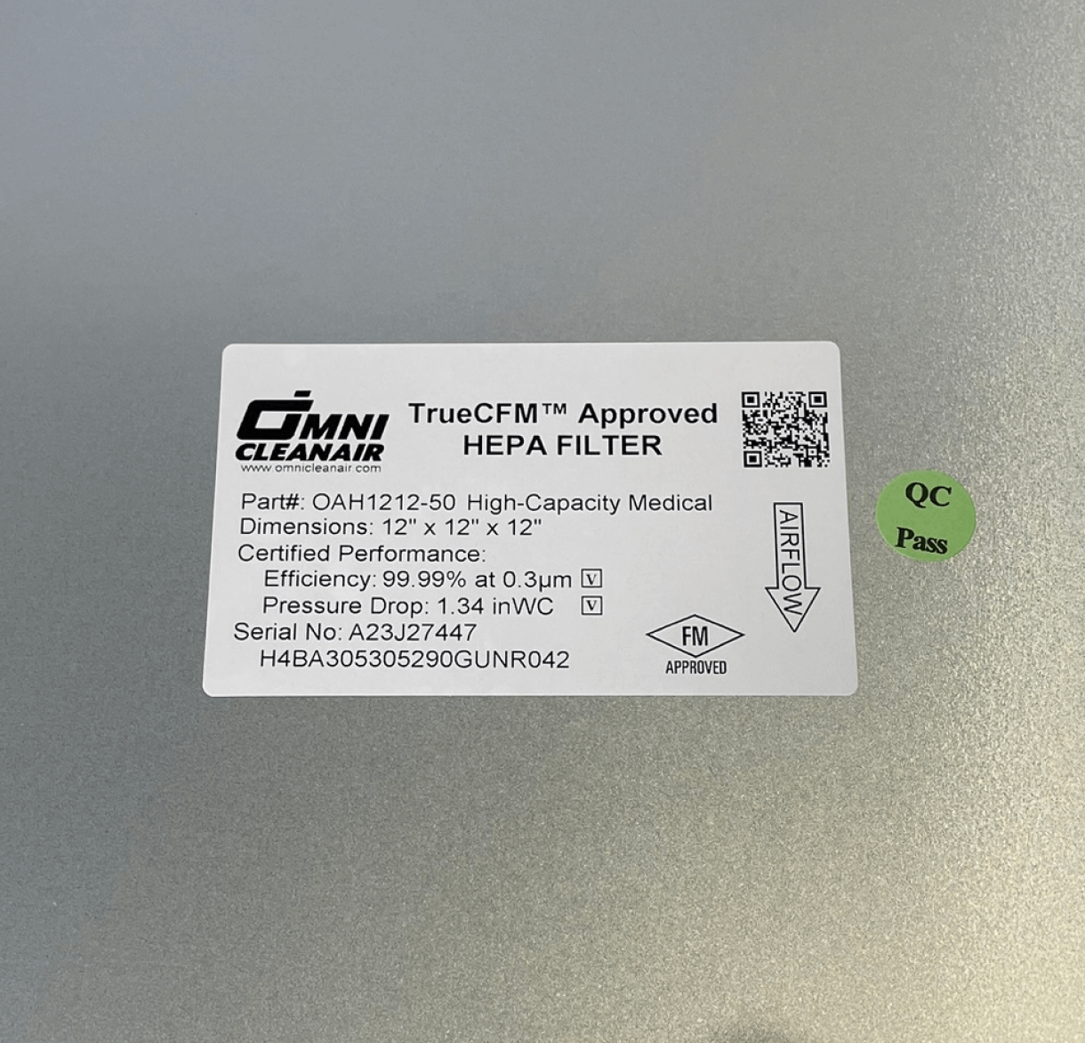 HEPA Certified Filter • 12x12x12 • 99.99% • Metal Frame • High Capacity • #OAH1212-50