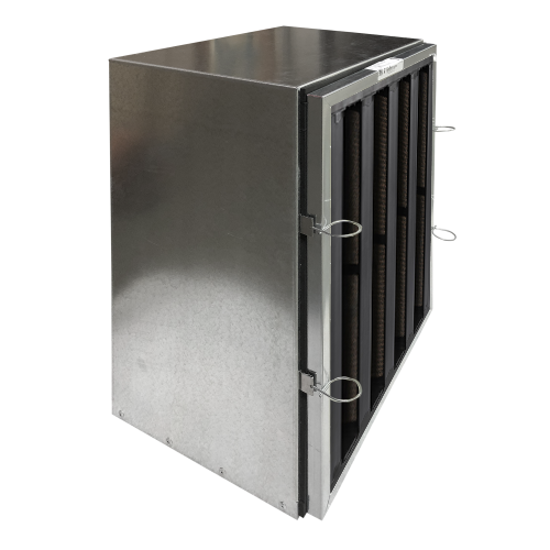 Housing with Replaceable V-Bank Carbon Filter • 24"x24"x12" • 24 lbs activated carbon • #OCVBANK2424-KIT