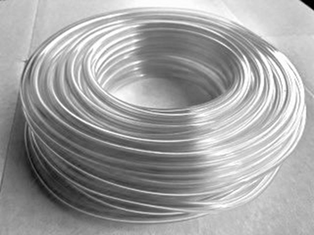 A coil of clear plastic tubing, used as a monitor hose for differential pressure systems.