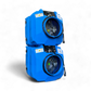 Two blue OA600 Nitro portable air scrubber machines stacked on top of one another