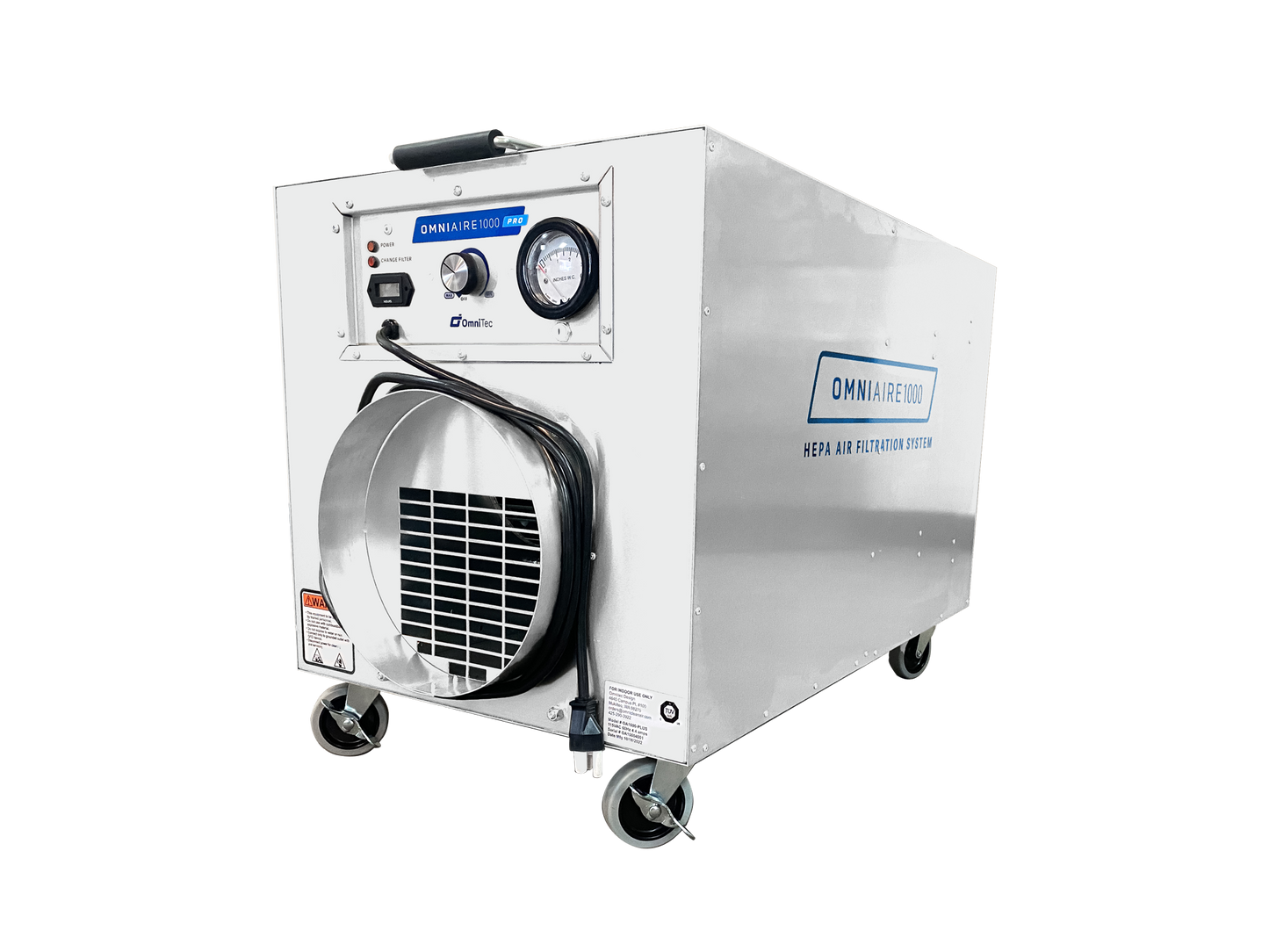 OmniAire Negative Air Machine • HEPA Filter • 99.99% • High-Capacity • Metal Frame • #OA1000PRO-P
