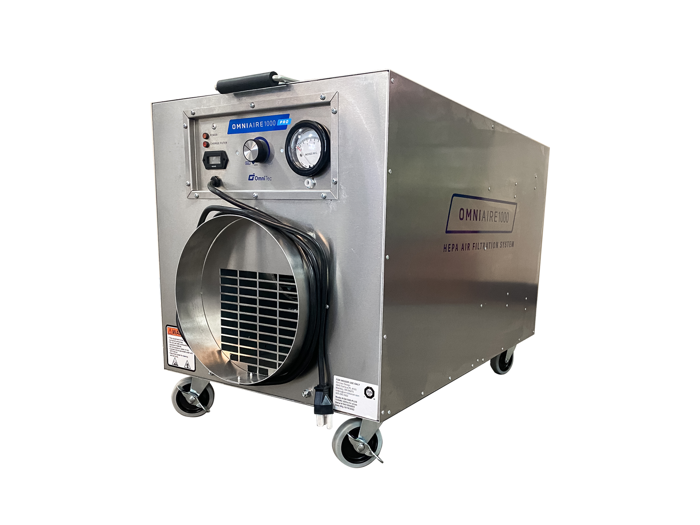OmniAire Negative Air Machine • HEPA Filter • 99.99% • High-Capacity • Metal Frame • #OA1000PRO